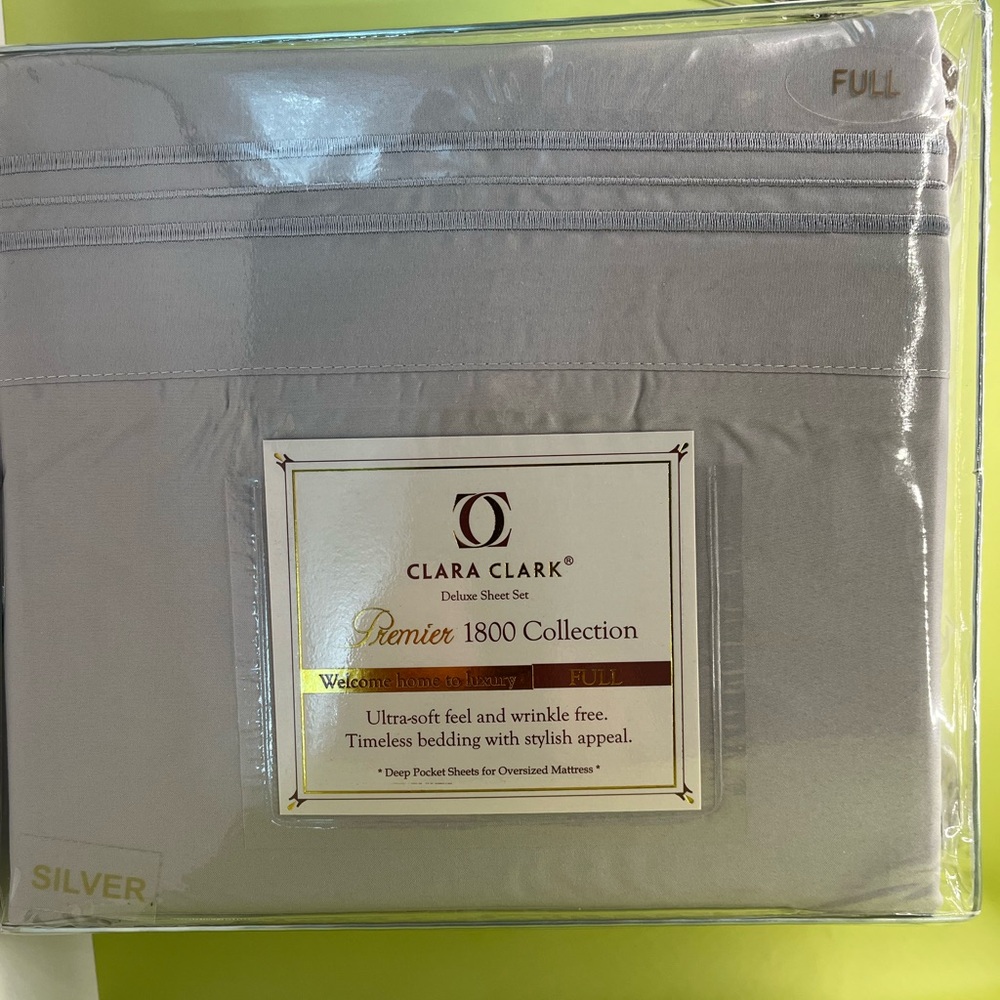 Clara Clark Silver Full Microfiber Sheet Set